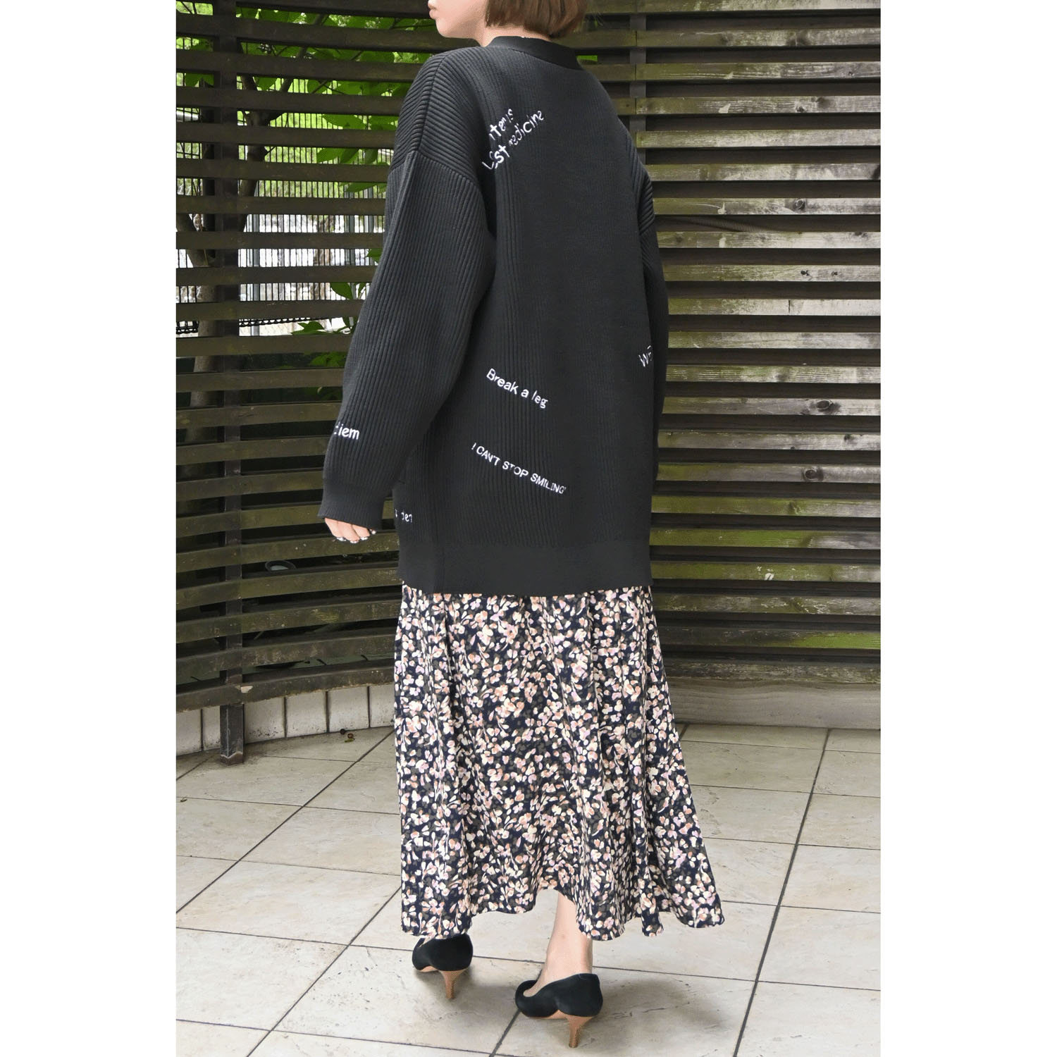 trois ミラノリブ編み刺繍カーディガン - 画像5