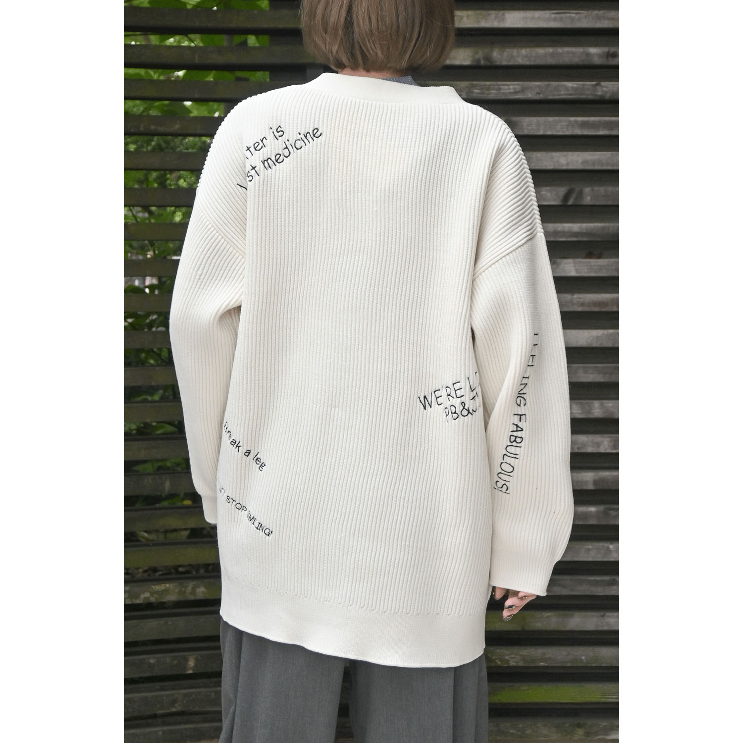 trois ミラノリブ編み刺繍カーディガン - 画像7