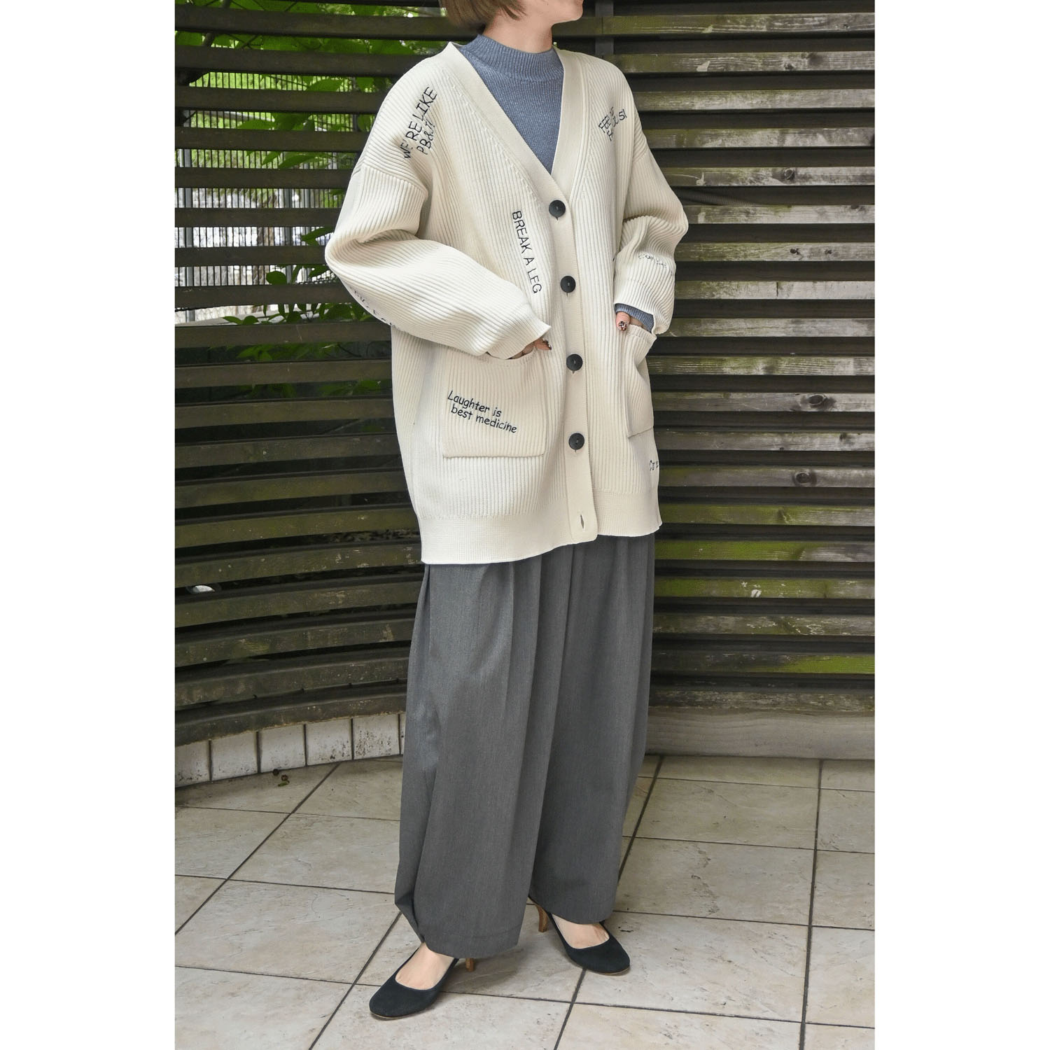 trois ミラノリブ編み刺繍カーディガン - 画像8