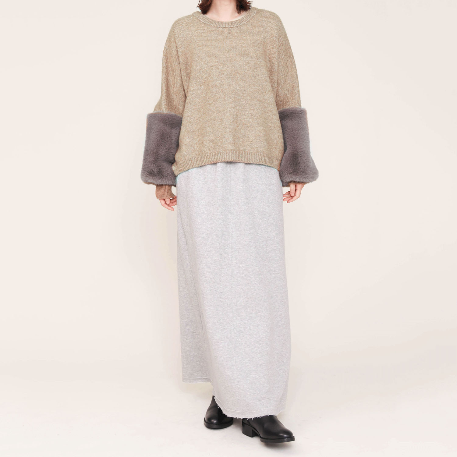 【Insta Live】trois 袖エコファー切替プルオーバーニット - 画像14