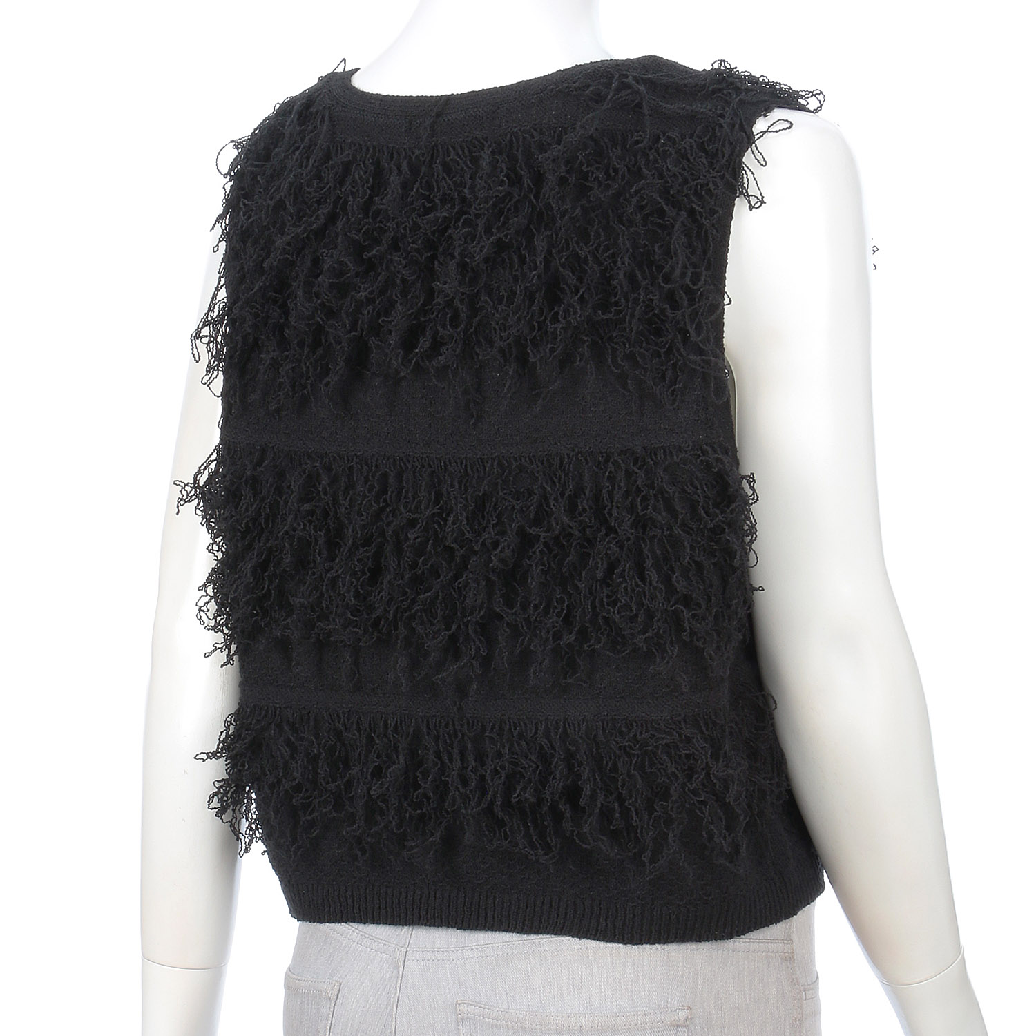 trois ループフリンジショートベスト - 画像3