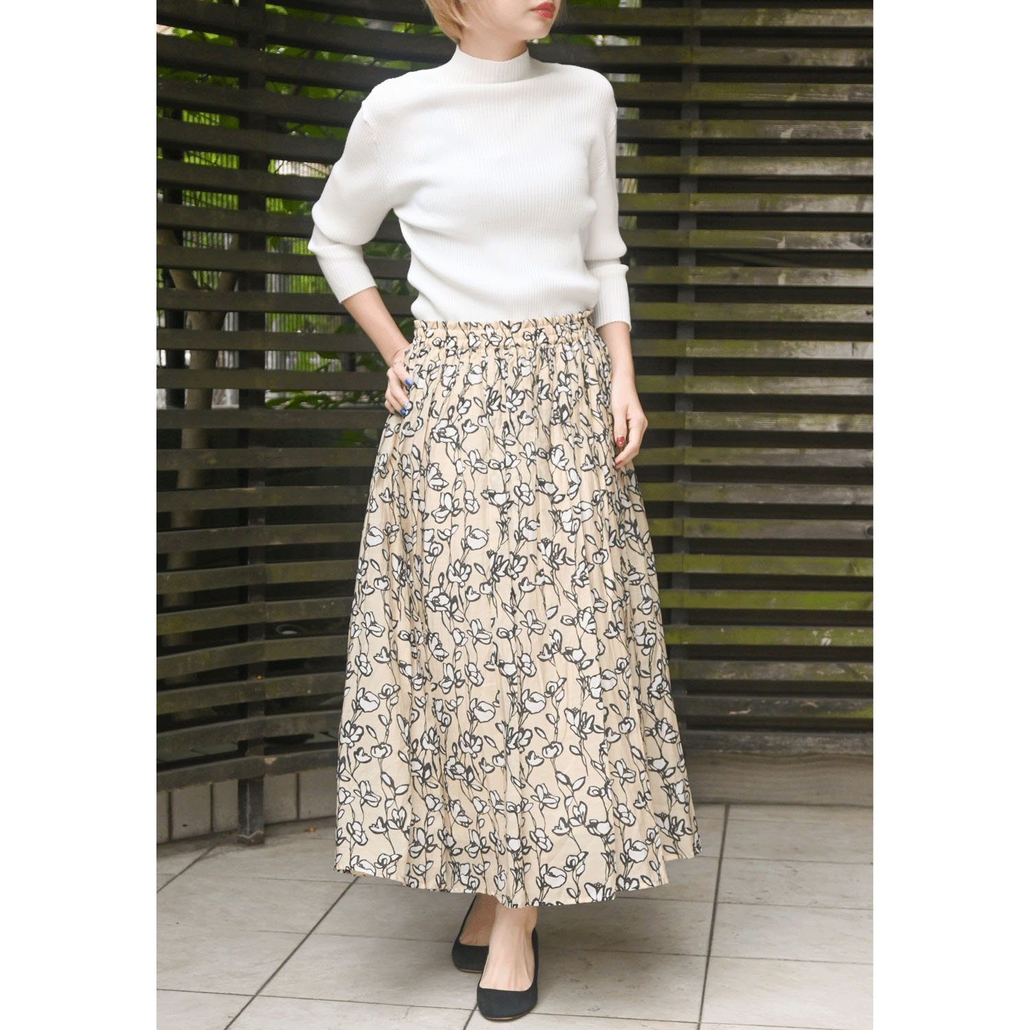 trois テレコ無地＆ボーダー7分袖ハイネックテレコニット - 画像15