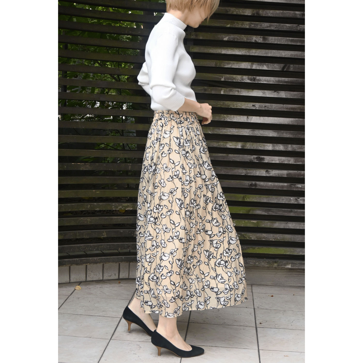 trois テレコ無地＆ボーダー7分袖ハイネックテレコニット - 画像16