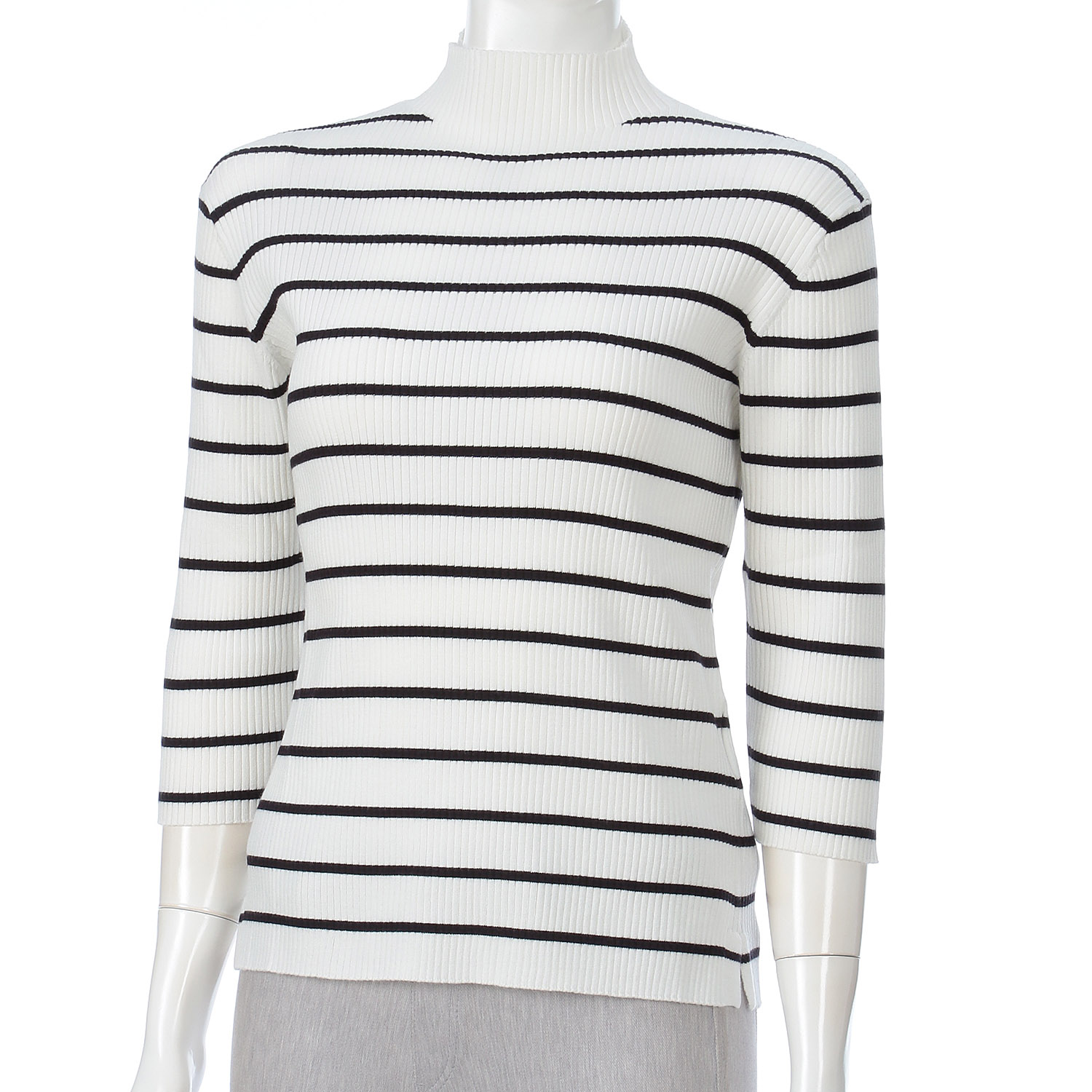 trois テレコ無地＆ボーダー7分袖ハイネックテレコニット - 画像9