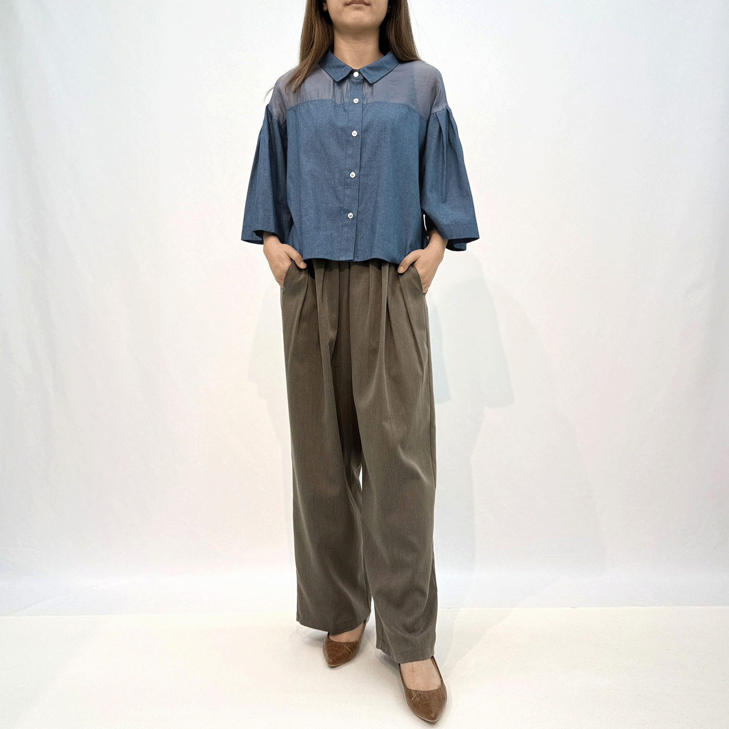 タックフレアスリーブショート丈シャツ - 画像5