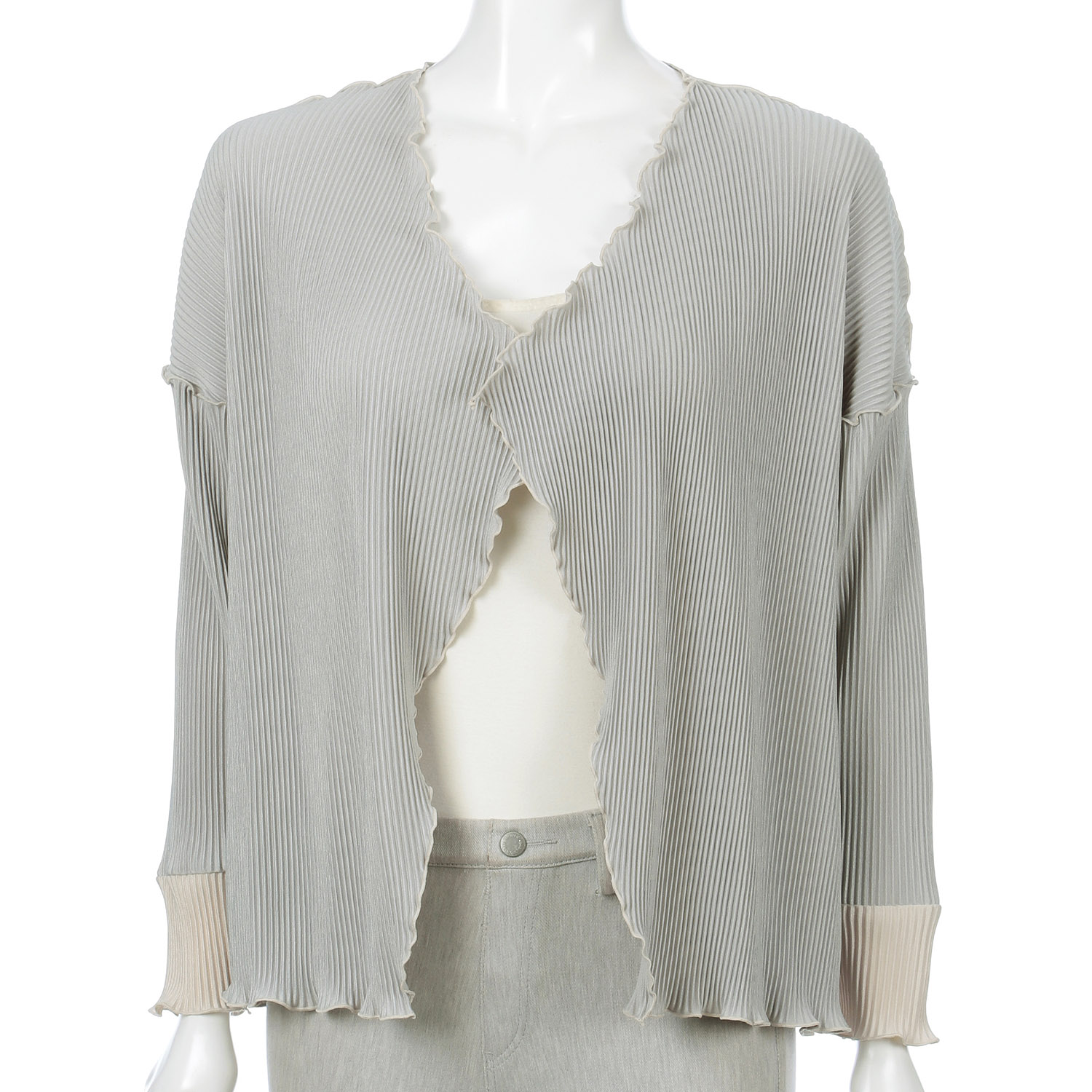 プリーツ配色メロウカーディガン