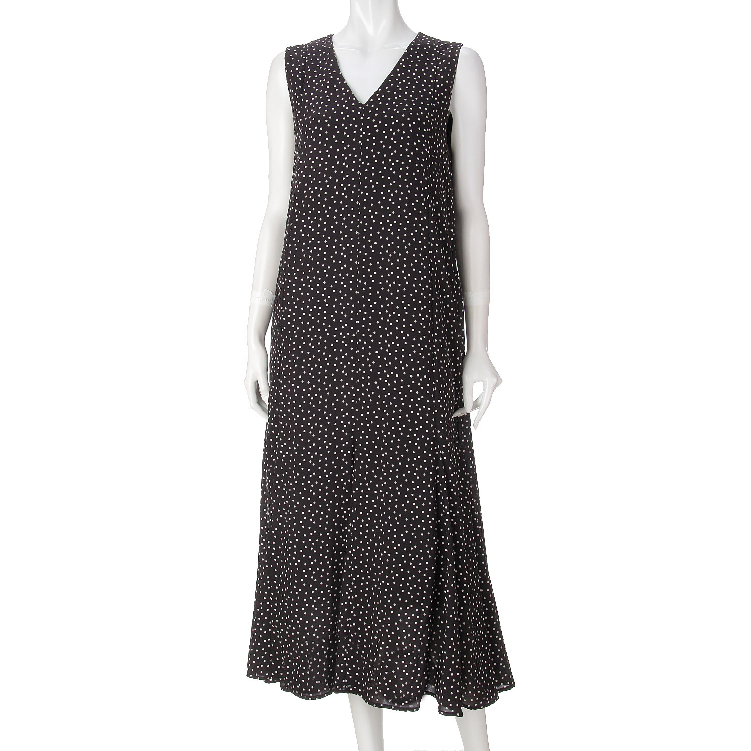 ノースリーブドットフレアワンピース