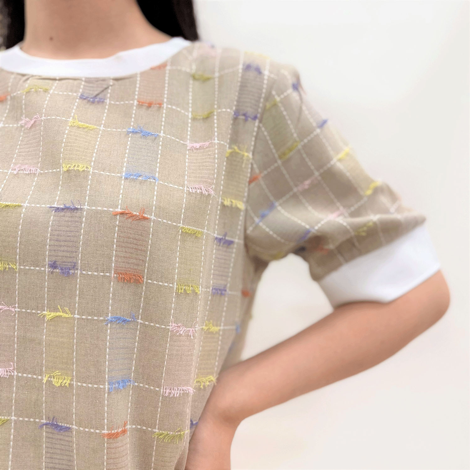 ジャカードリブブラウス - 画像2