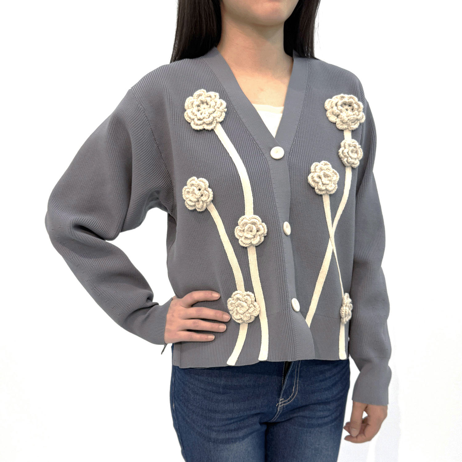 コード刺繍カーディガン