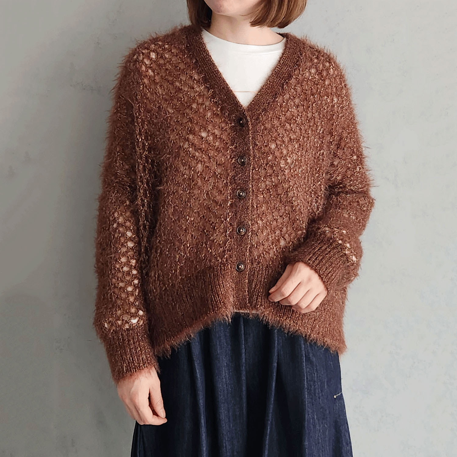 メッシュニットカーディガン