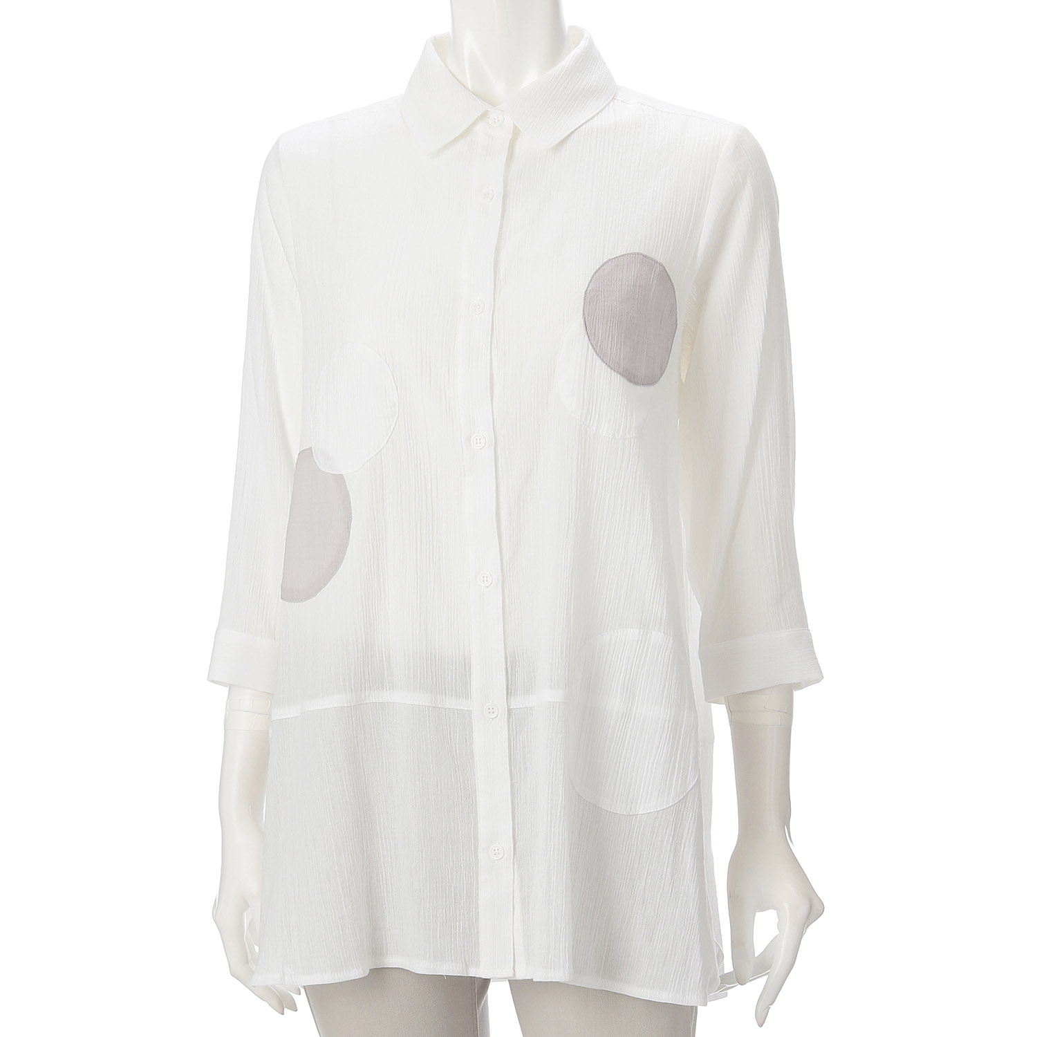 ドットモチーフロングブラウス