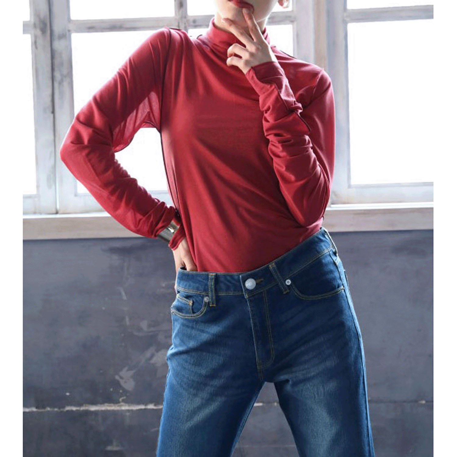 【新ブランド】notorico シースルー配色メローハイネック