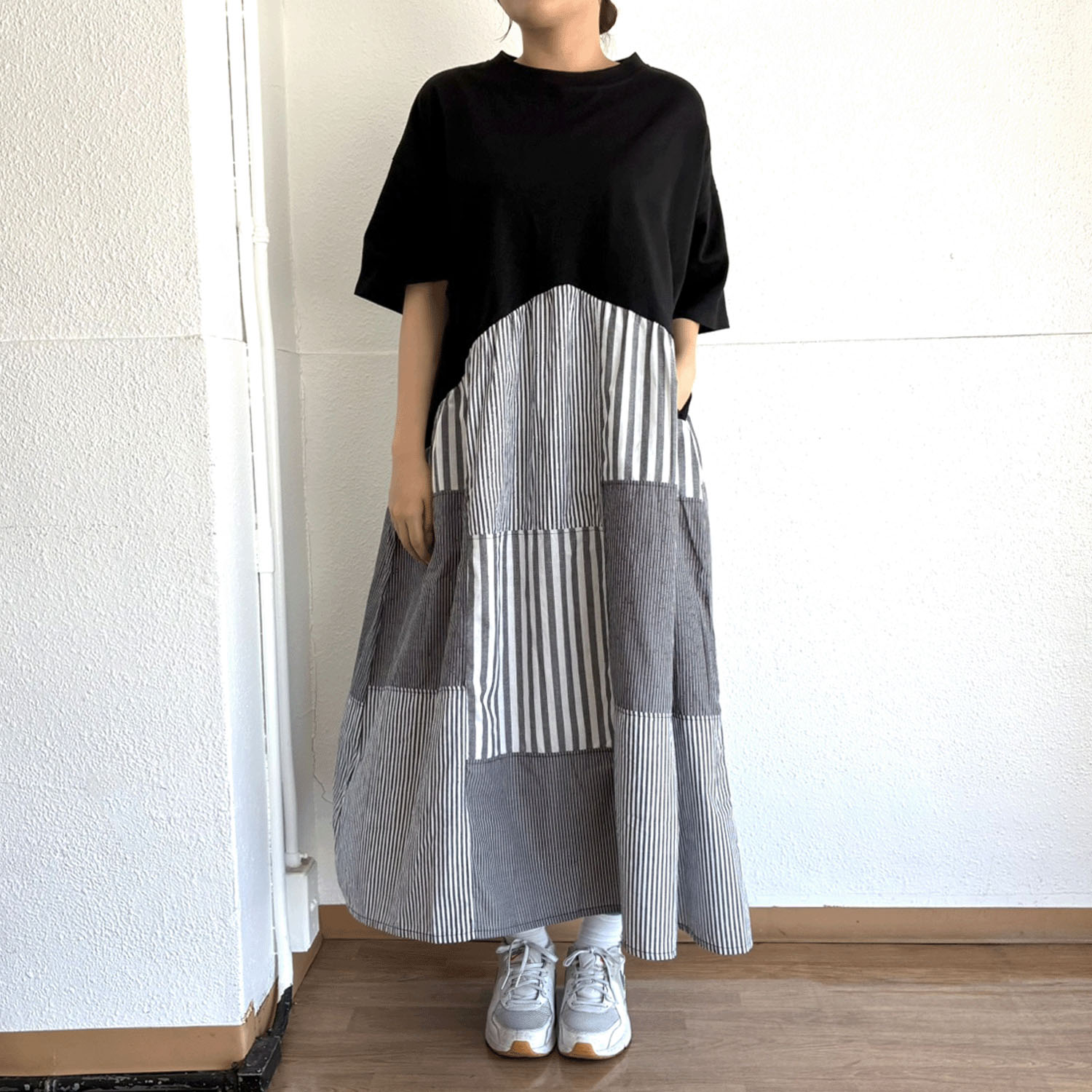 LUPILIEN ストライプ切替ワンピース