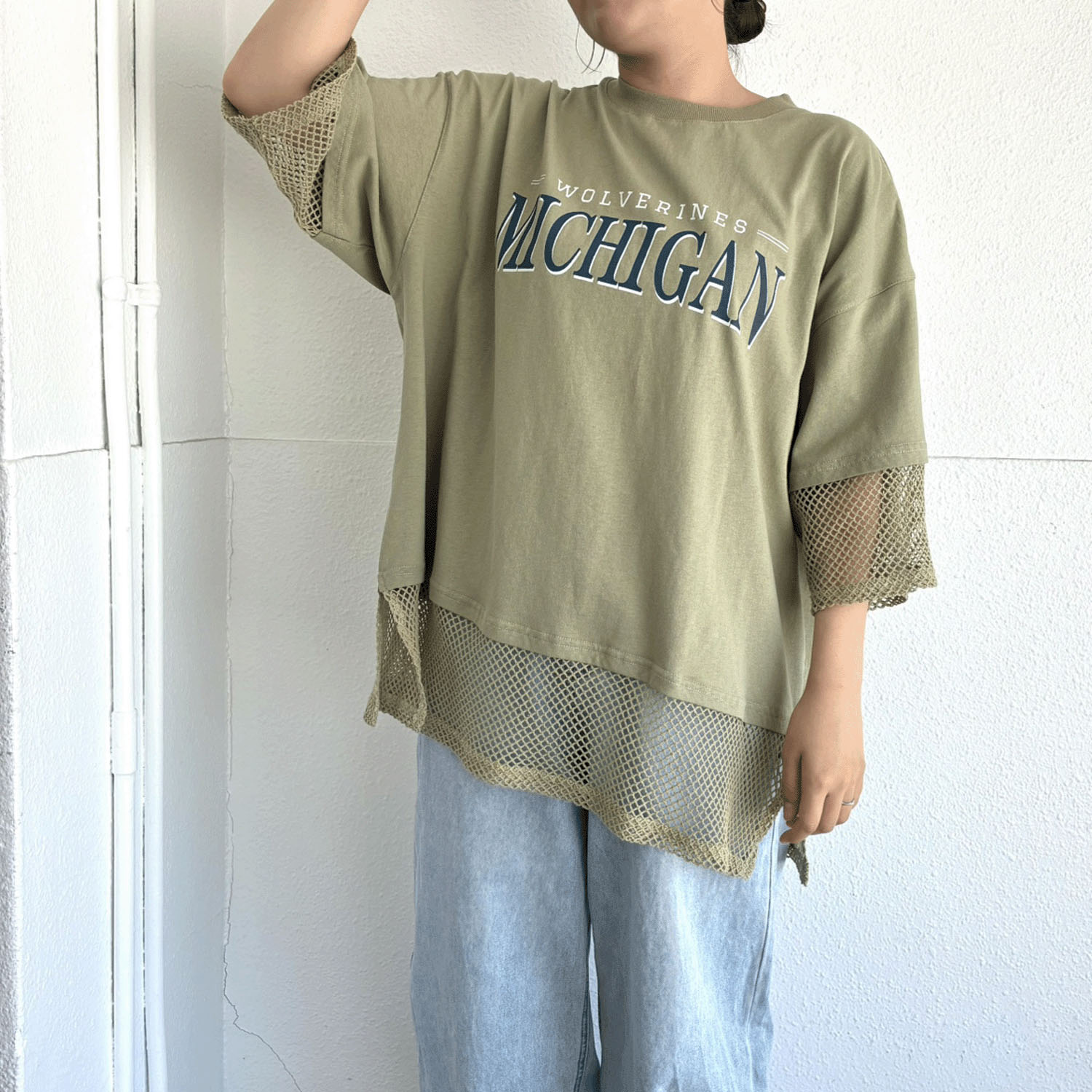 LUPILIEN メッシュ天竺レイヤードプルオーバー