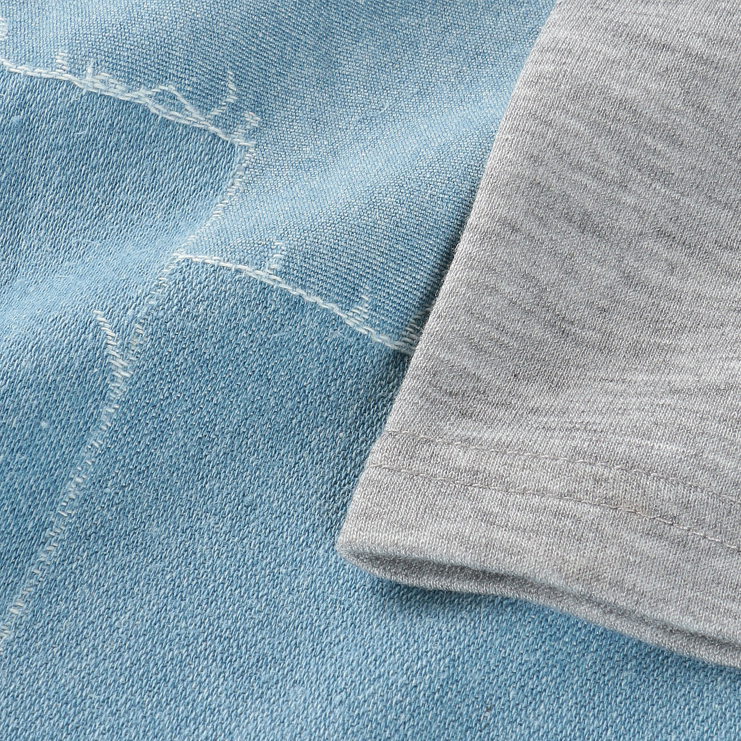 パッチワーク柄デニム×無地切替プルオーバー - 画像5