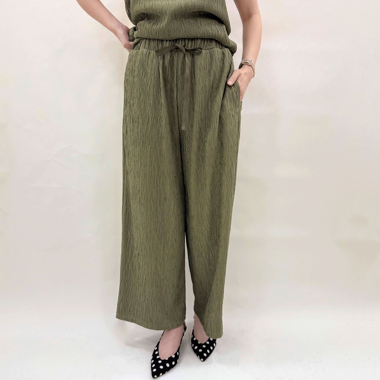 楊柳カットWゴムパンツ