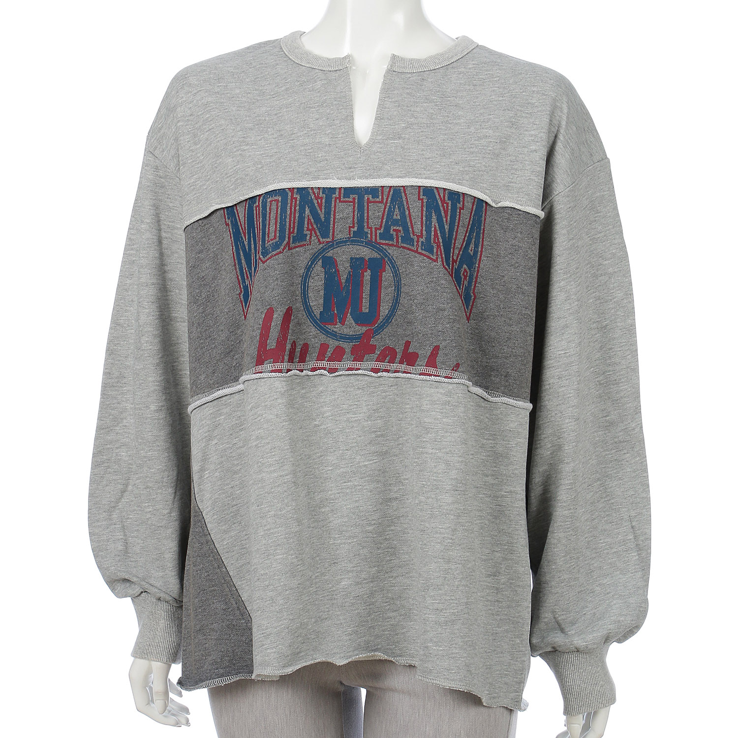 【新ブランド】CUBE SUGAR 裏毛パウダー加工 スウェット リメイク風切替プルオーバー