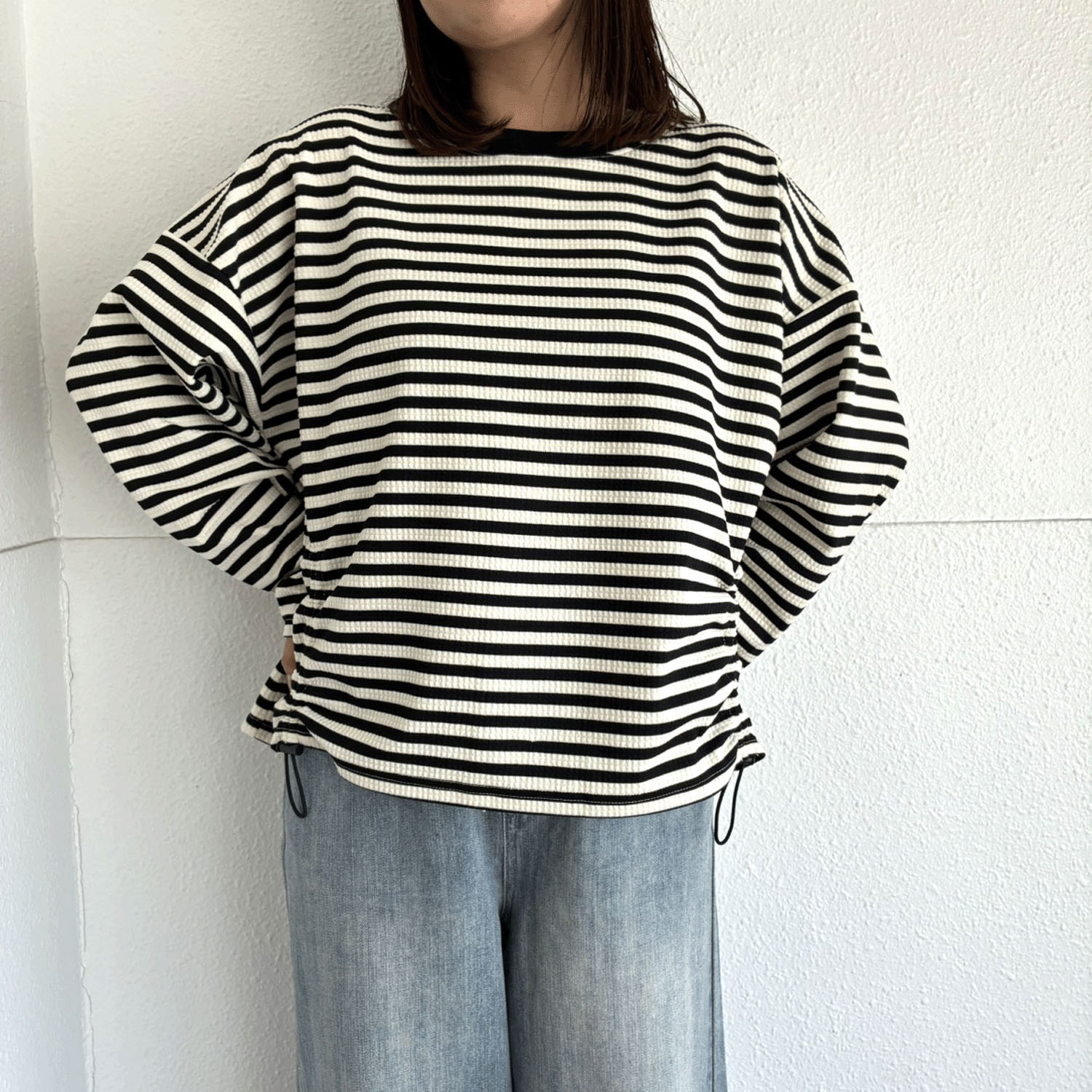 LUPILIEN ワッフル編みドロストプルオーバー - 画像8