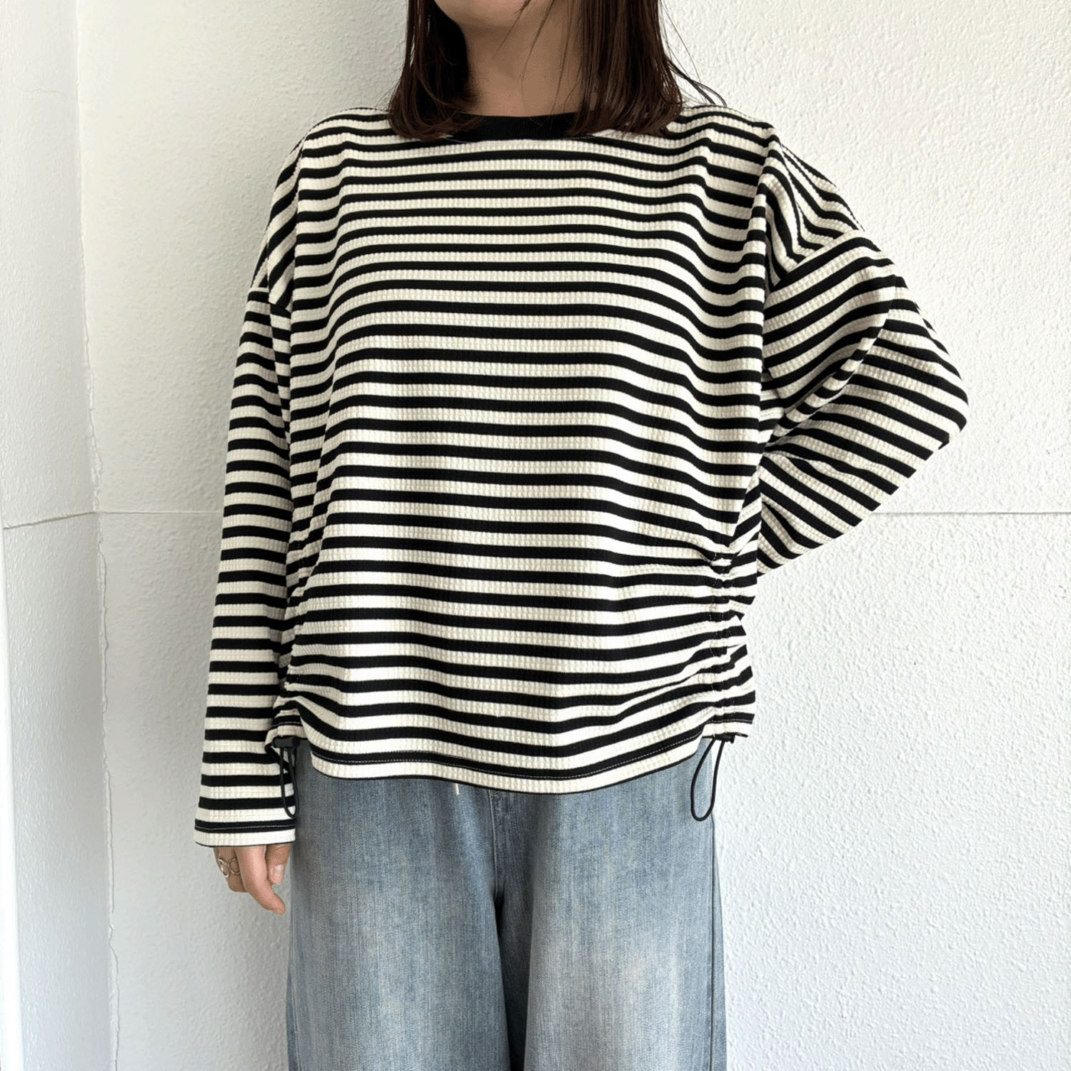 LUPILIEN ワッフル編みドロストプルオーバー