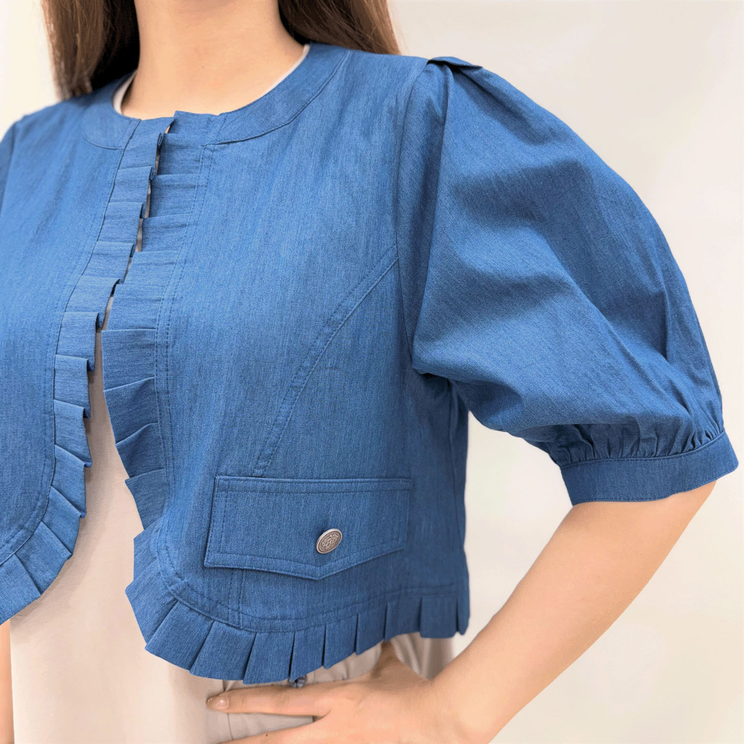 デニムタック前立てショートジャケット - 画像2
