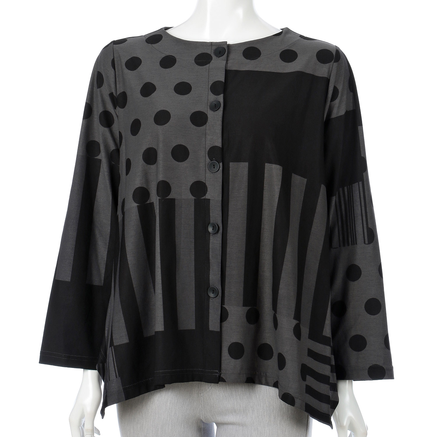 ドットボーダーAラインカーディガン - 画像3