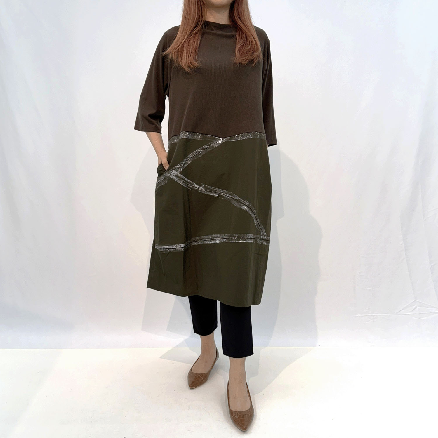 布帛切替え手書きワンピース - 画像5