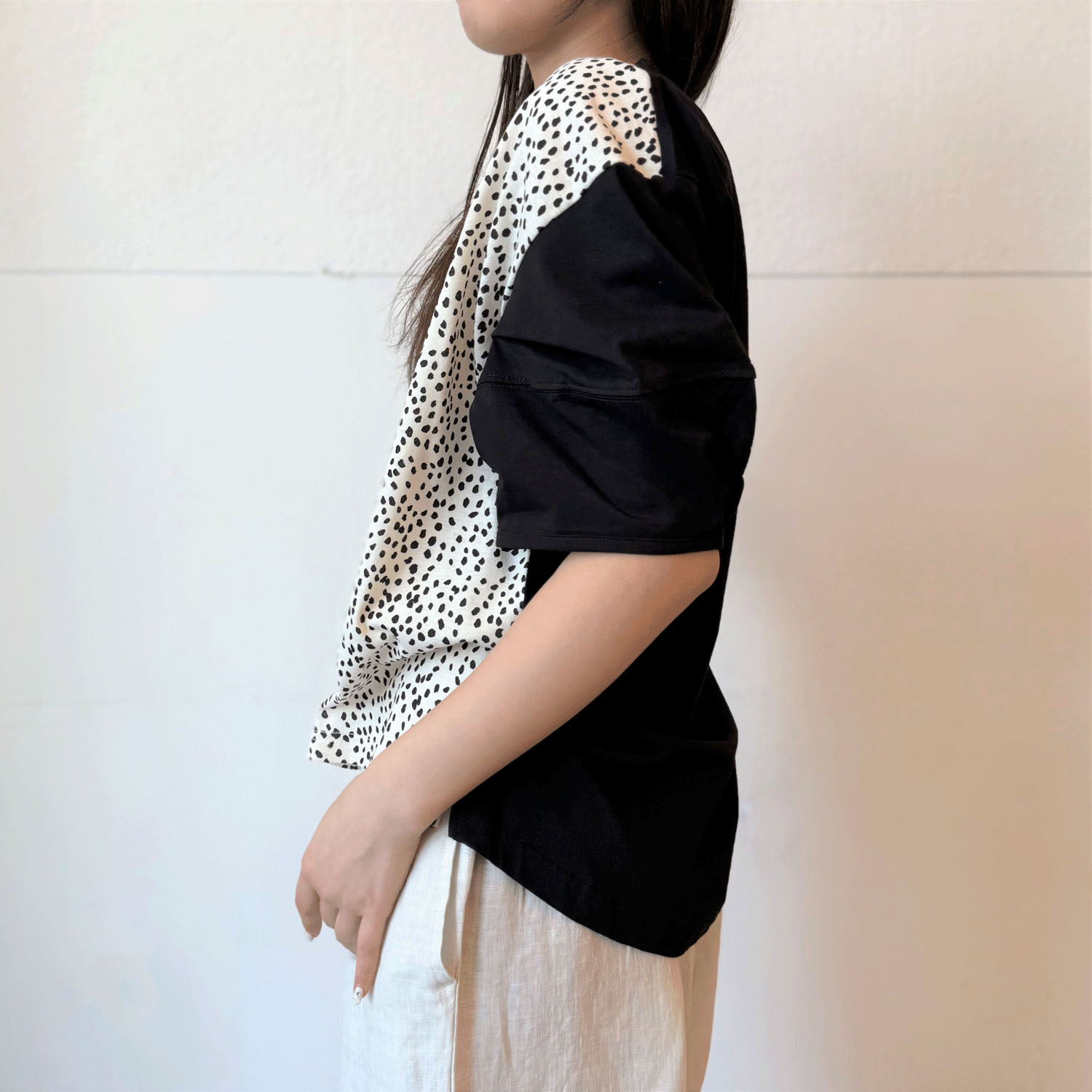 綿天竺×プリント切替ランタンスリーブプルオーバー - 画像9