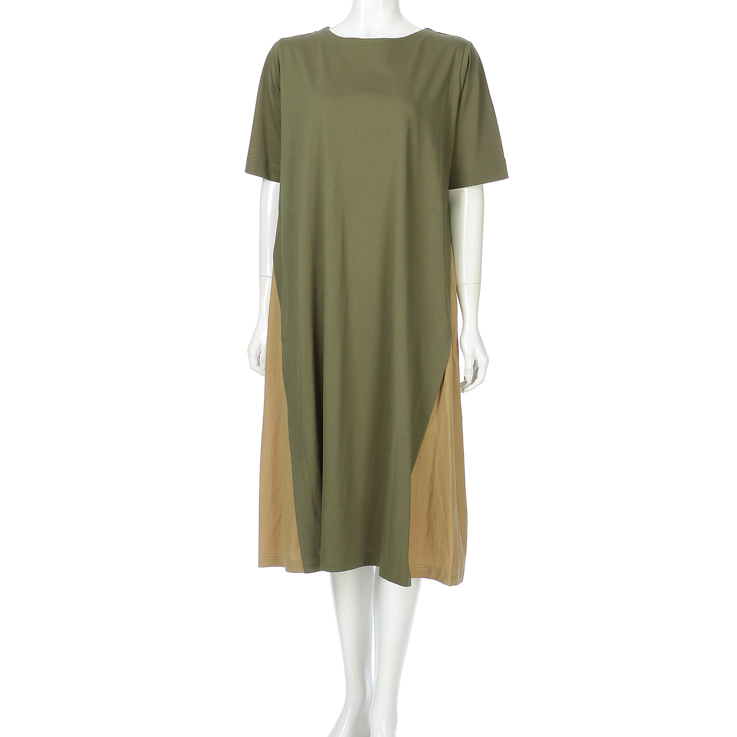 シルケット天竺×布帛配色ワンピース - 画像5