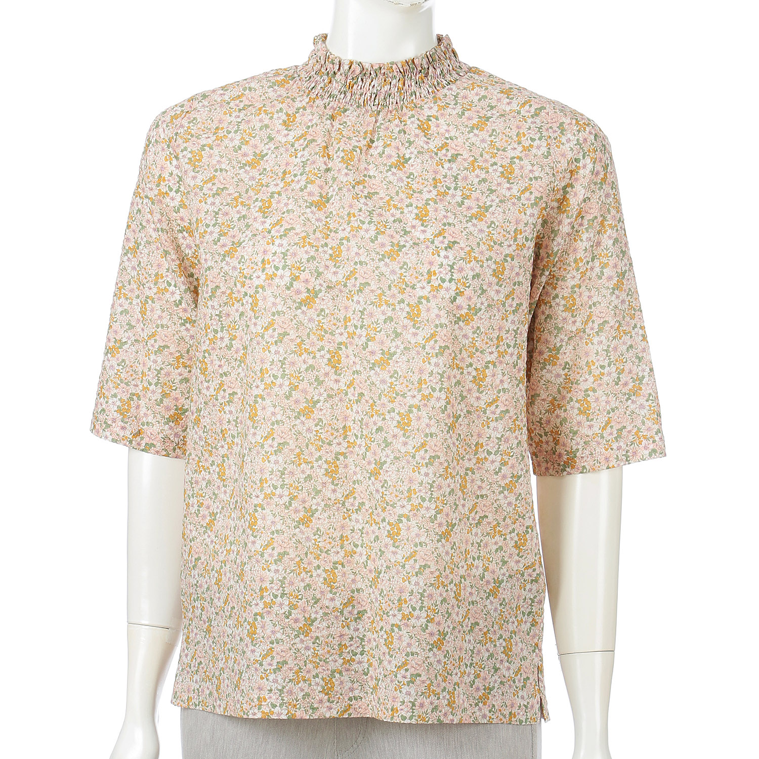 衿シャーリング花柄プルオーバー - 画像3