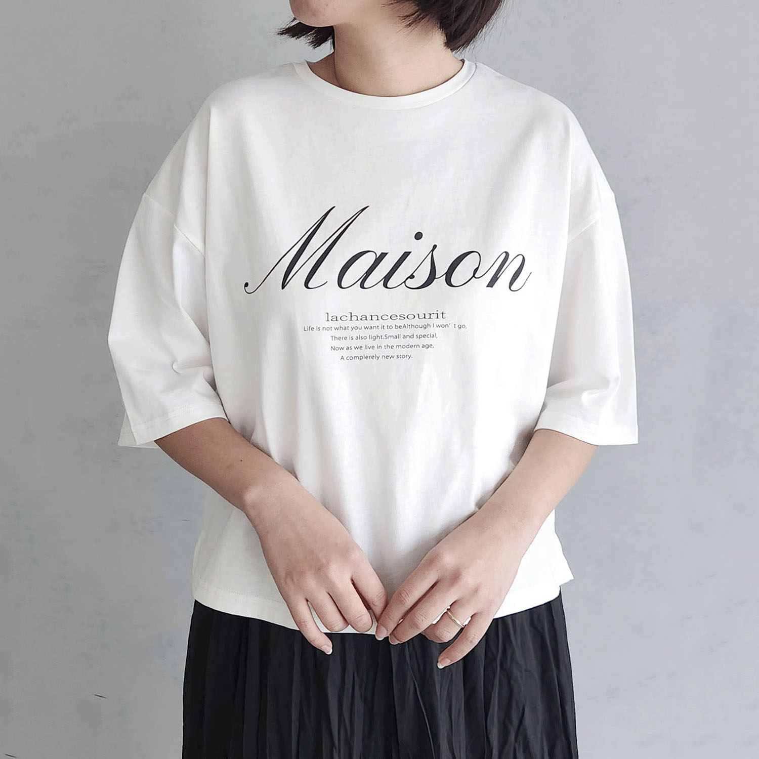 epidemique ワイド配色ロゴTシャツ