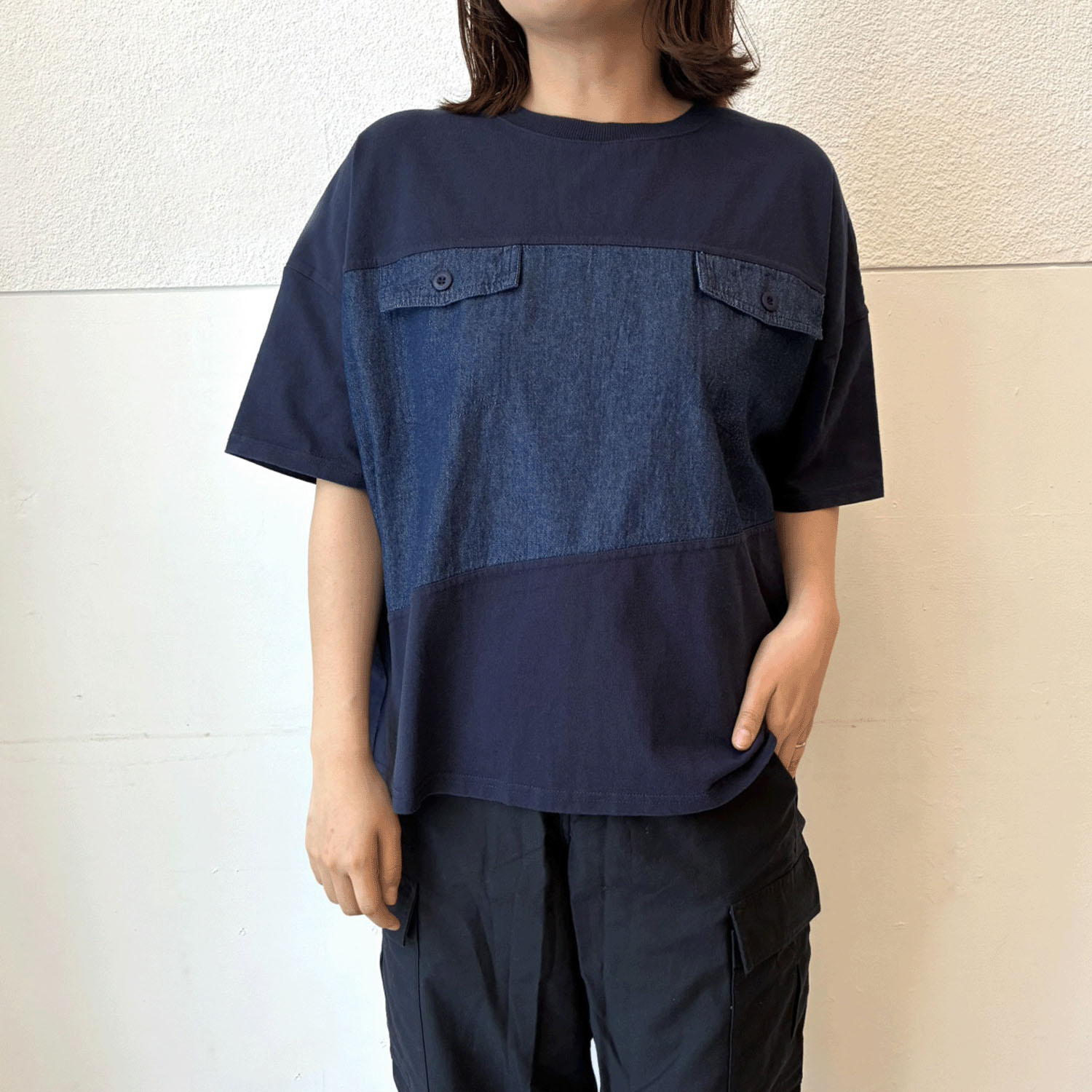 LUPILIEN デニムドッキングTシャツ