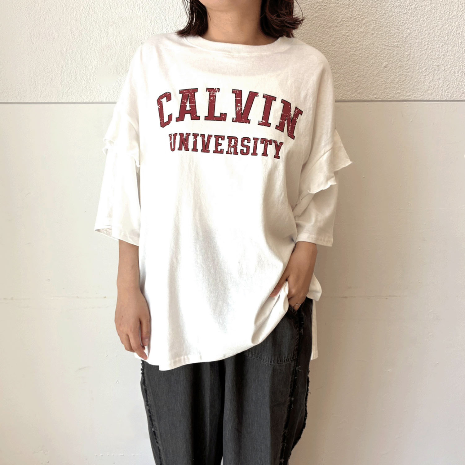 LUPILIEN 袖フリルTシャツ