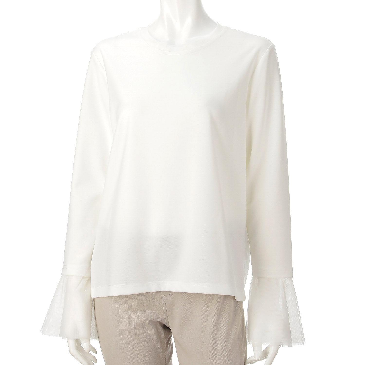 袖口チュールフリルプルオーバー