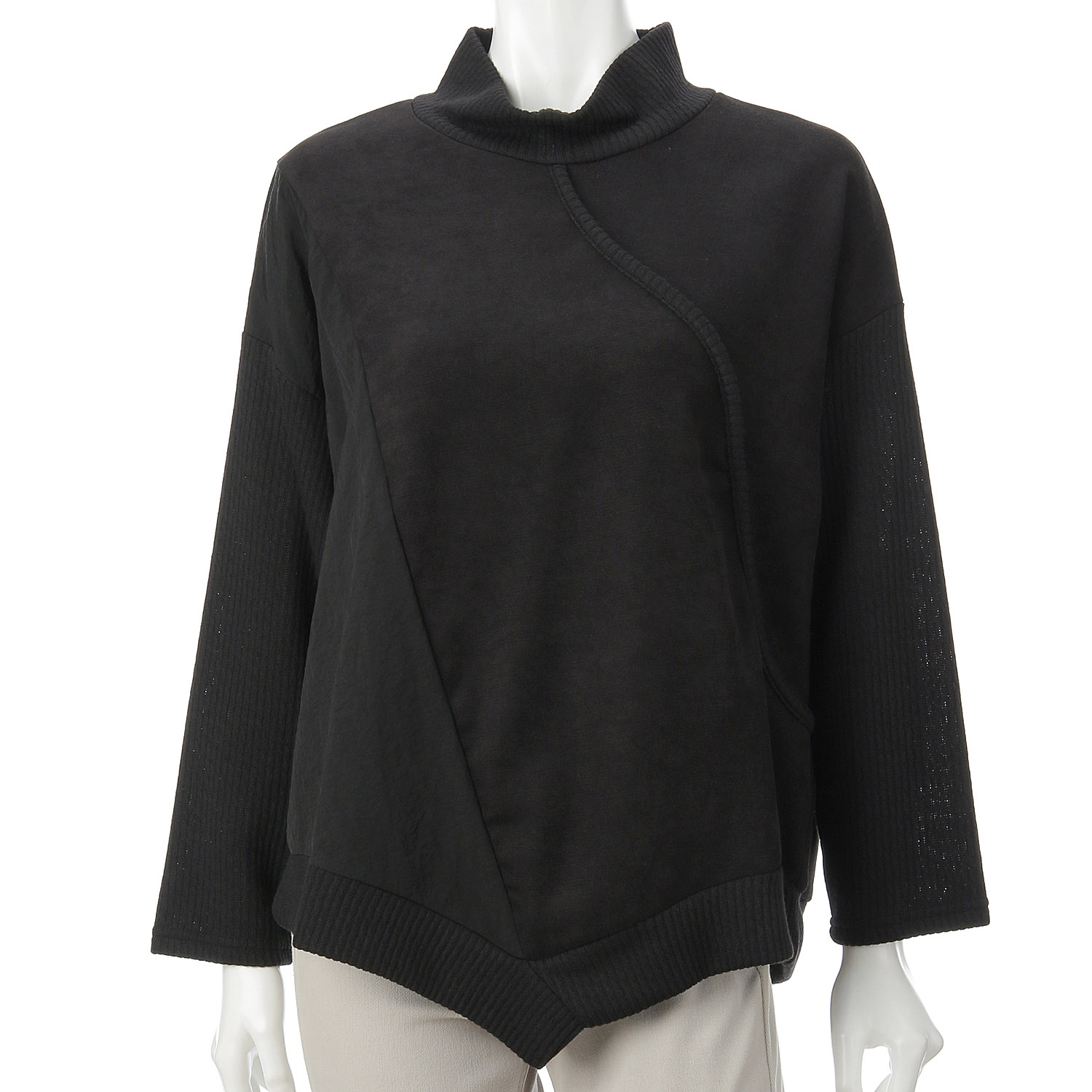 異素材切替裾アシメプルオーバー - 画像4