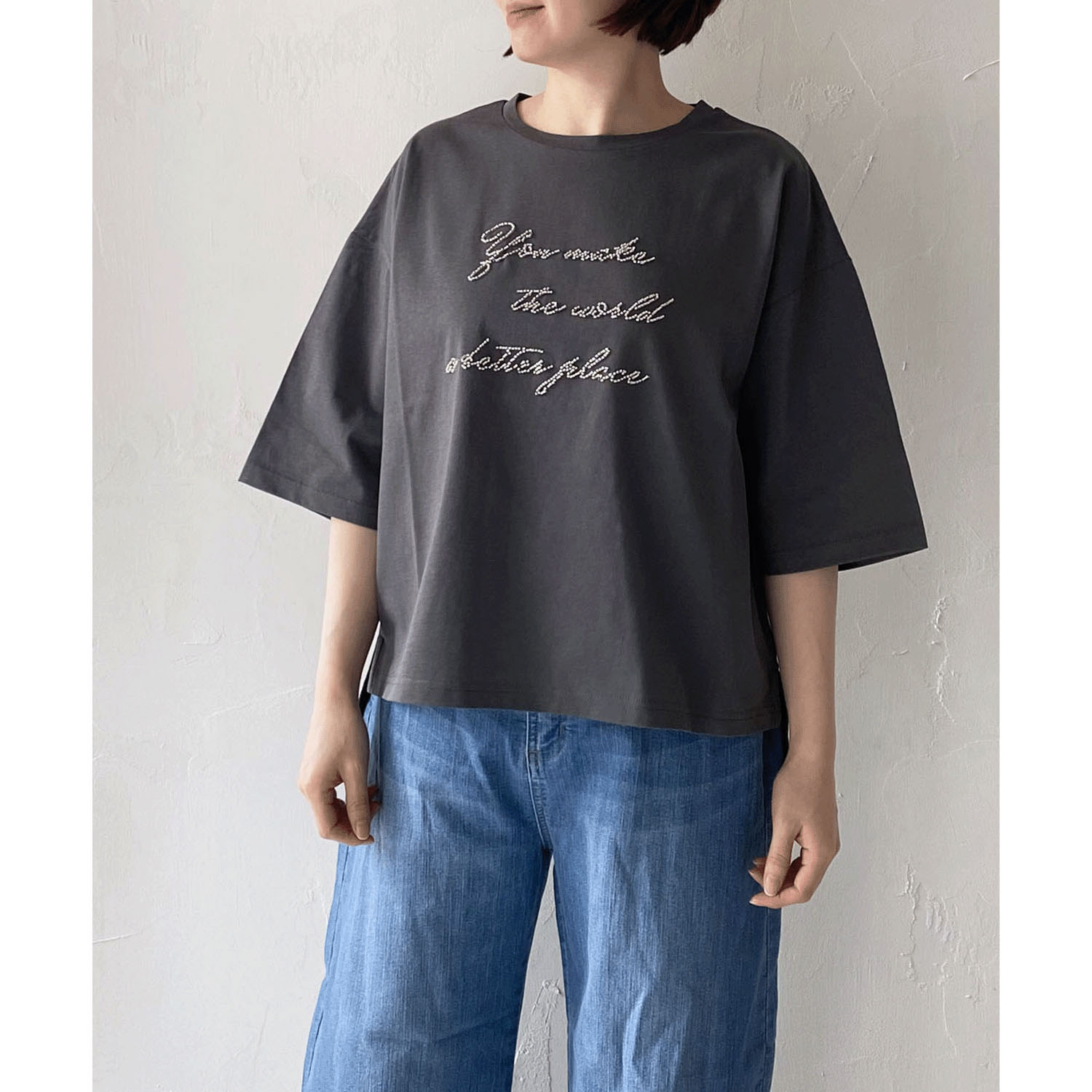 epidemique ビーズ刺繍ロゴTシャツ - 画像3