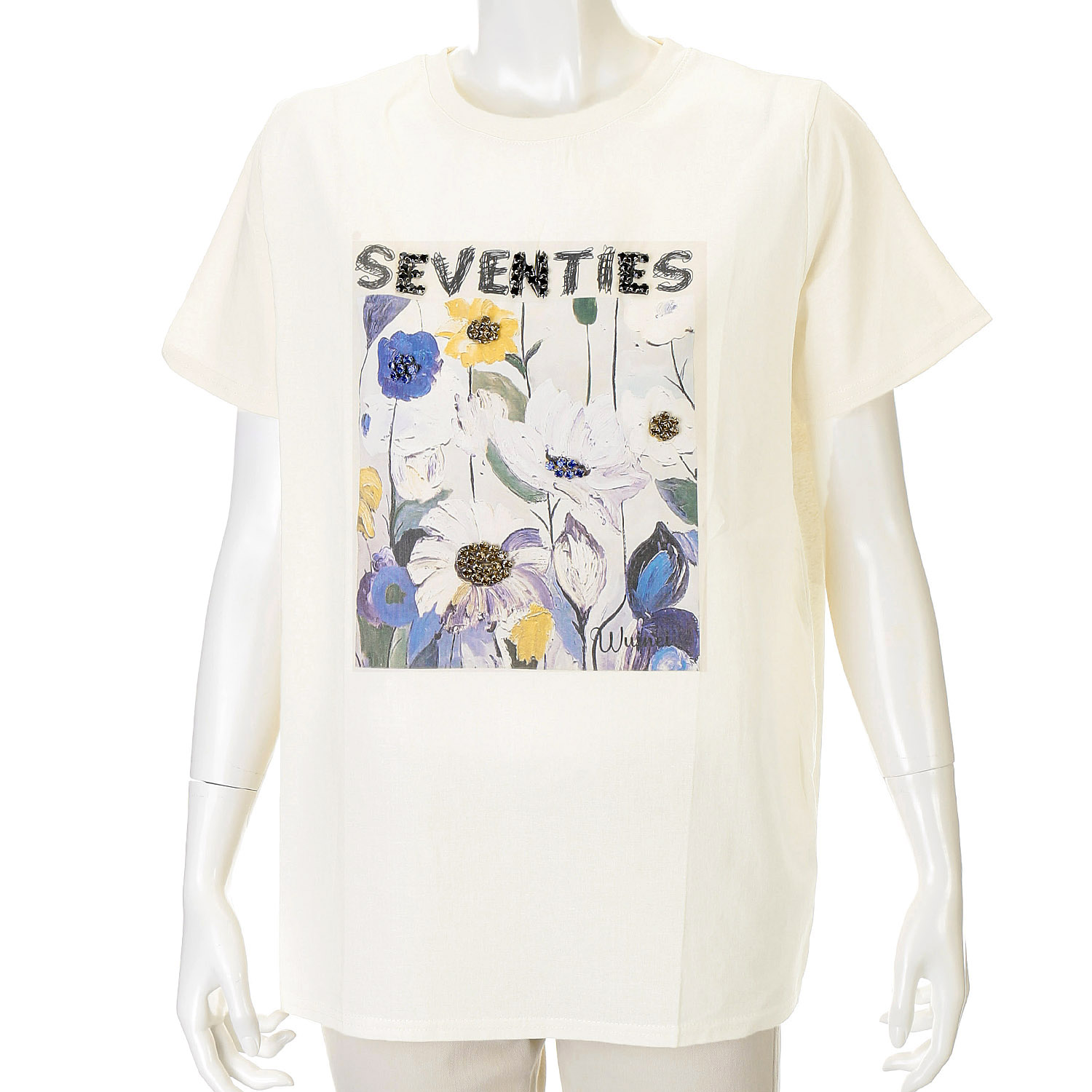 ストーン付きデザインTシャツ