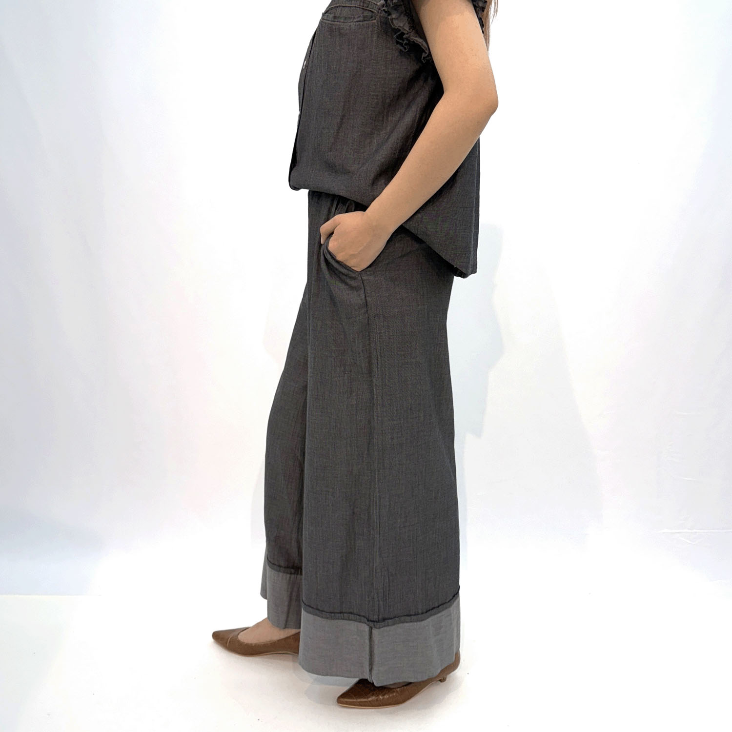 折り返しワイドパンツ - 画像3