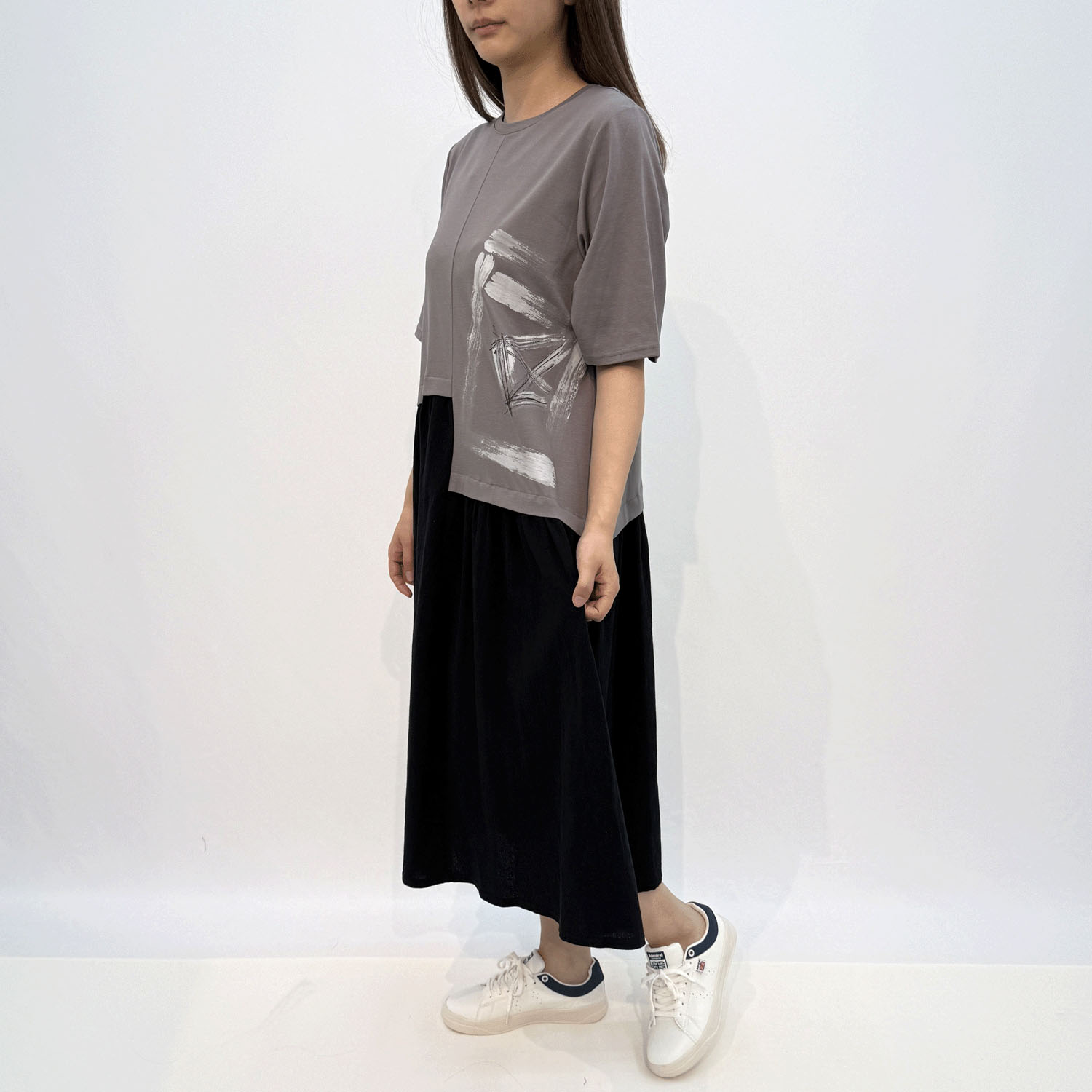 布帛スカート切替ワンピース - 画像3