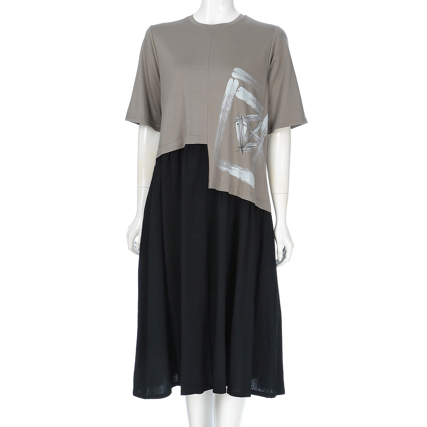 布帛スカート切替ワンピース - 画像4