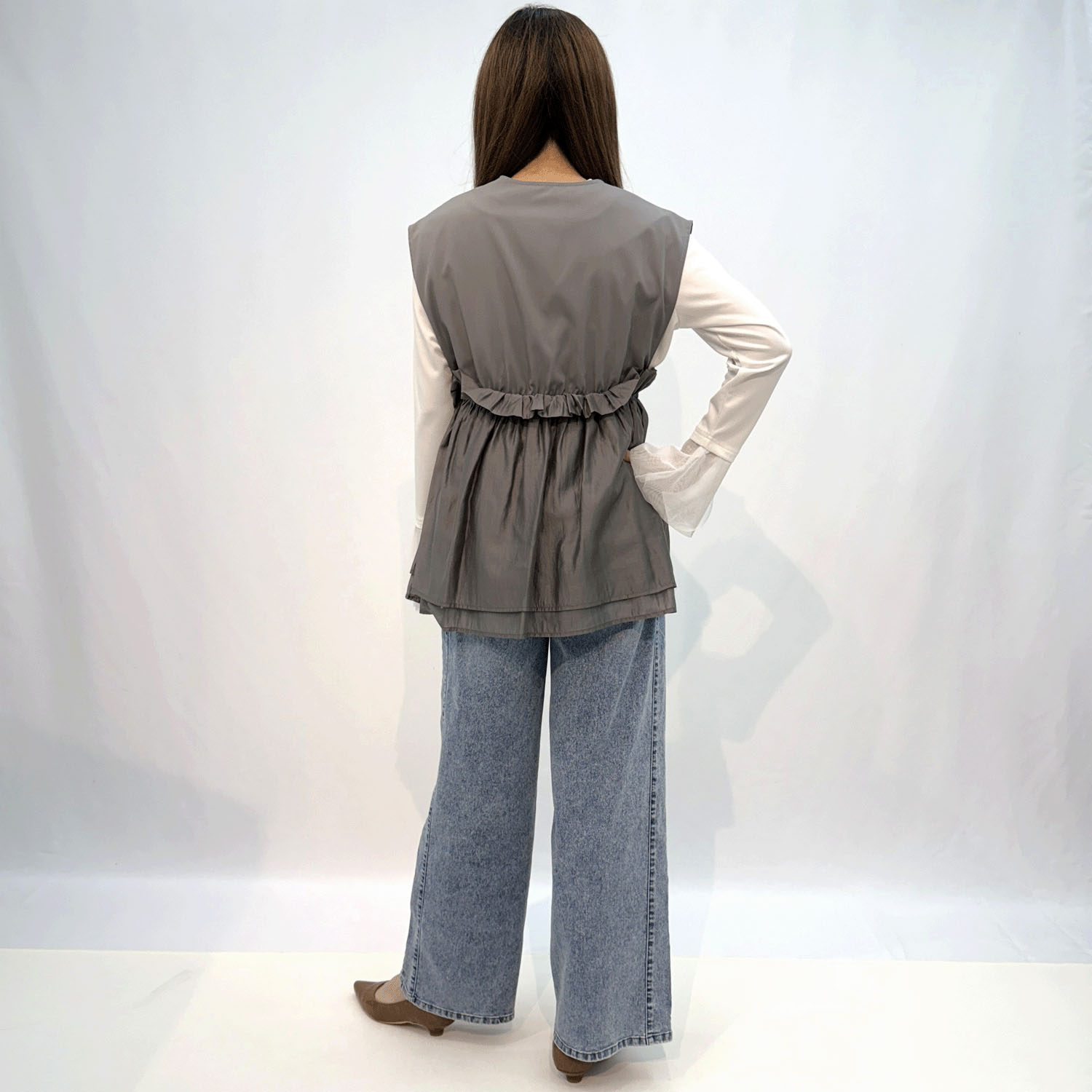 ペプラムシアー切替ベスト - 画像8