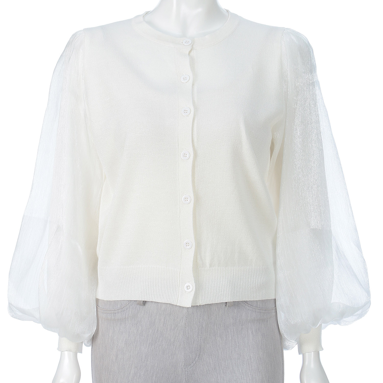 ラメ布帛ニットカーディガン - 画像3