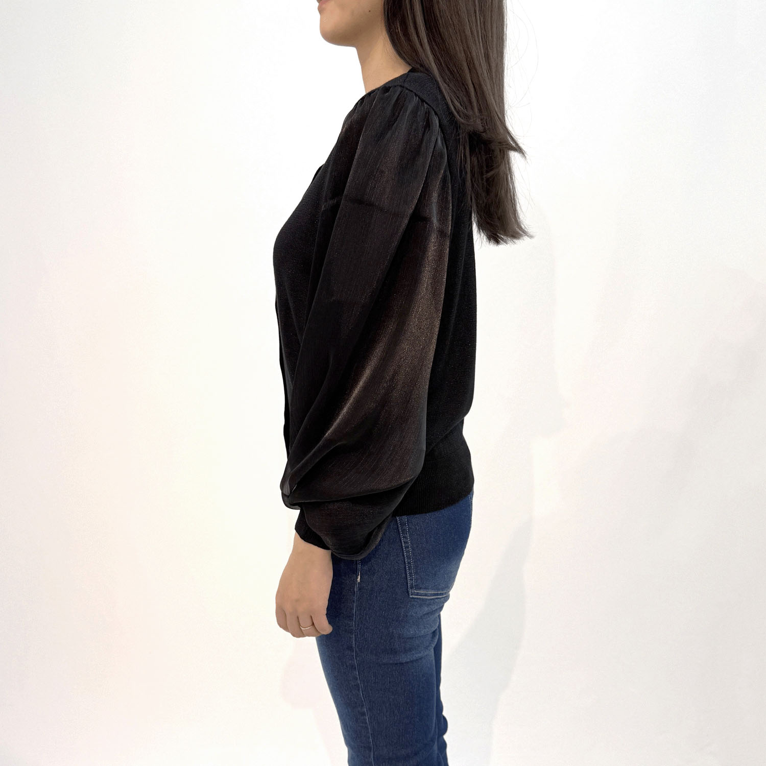 ラメ布帛ニットカーディガン - 画像8