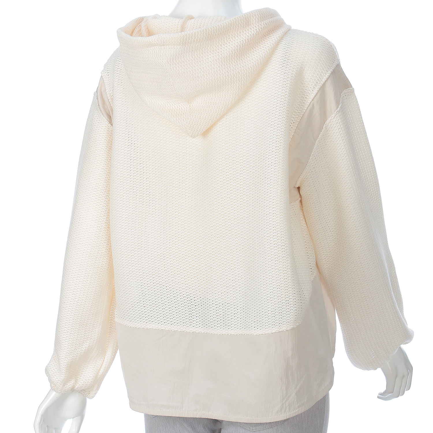 ワッフル布帛切替えパーカー - 画像5