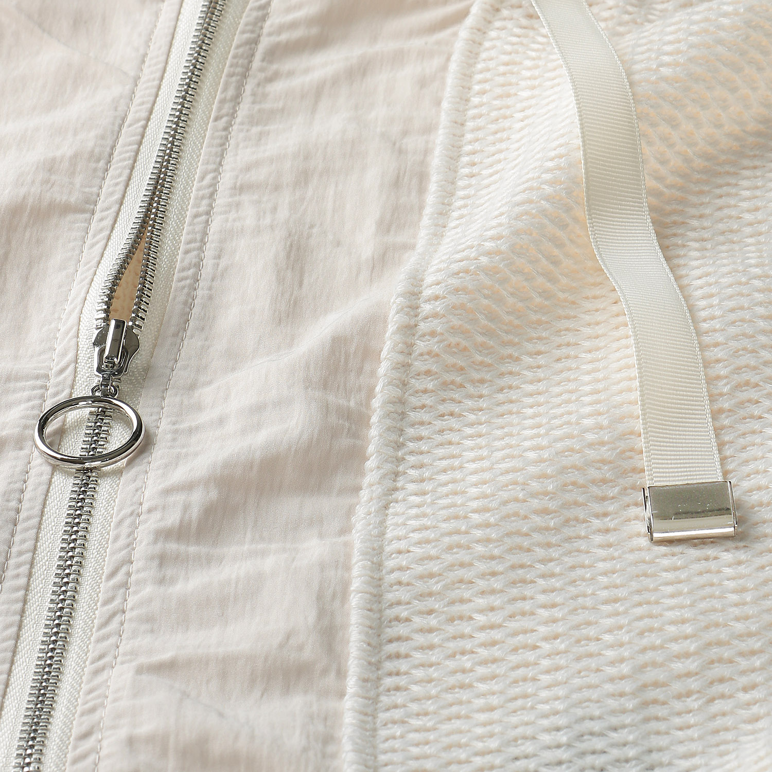 ワッフル布帛切替えパーカー - 画像6