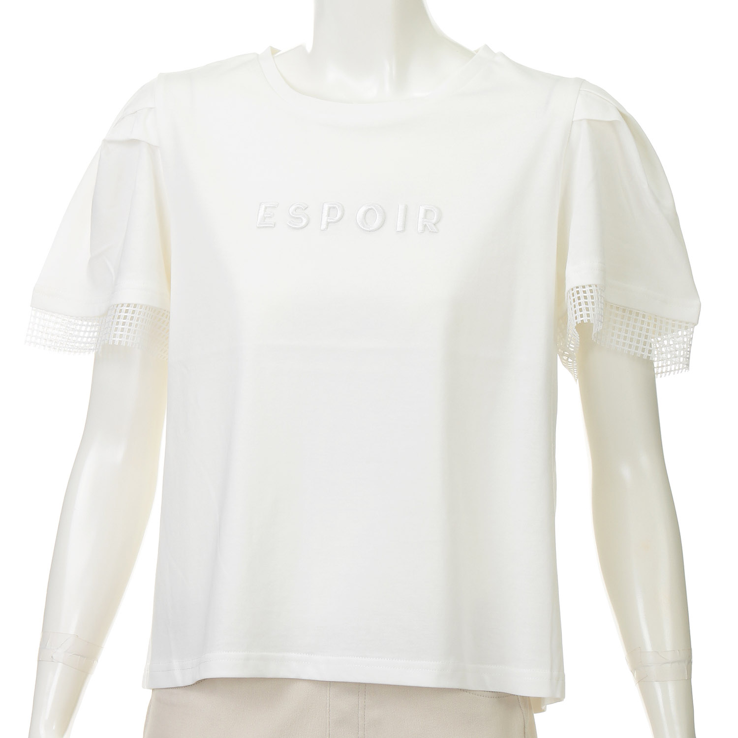 メッシュ袖刺繍Tシャツ - 画像3