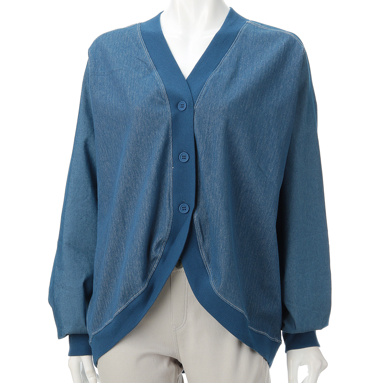 LUPIRIEN ヘリンボーン裏毛ドルマンカーディガン - 画像3