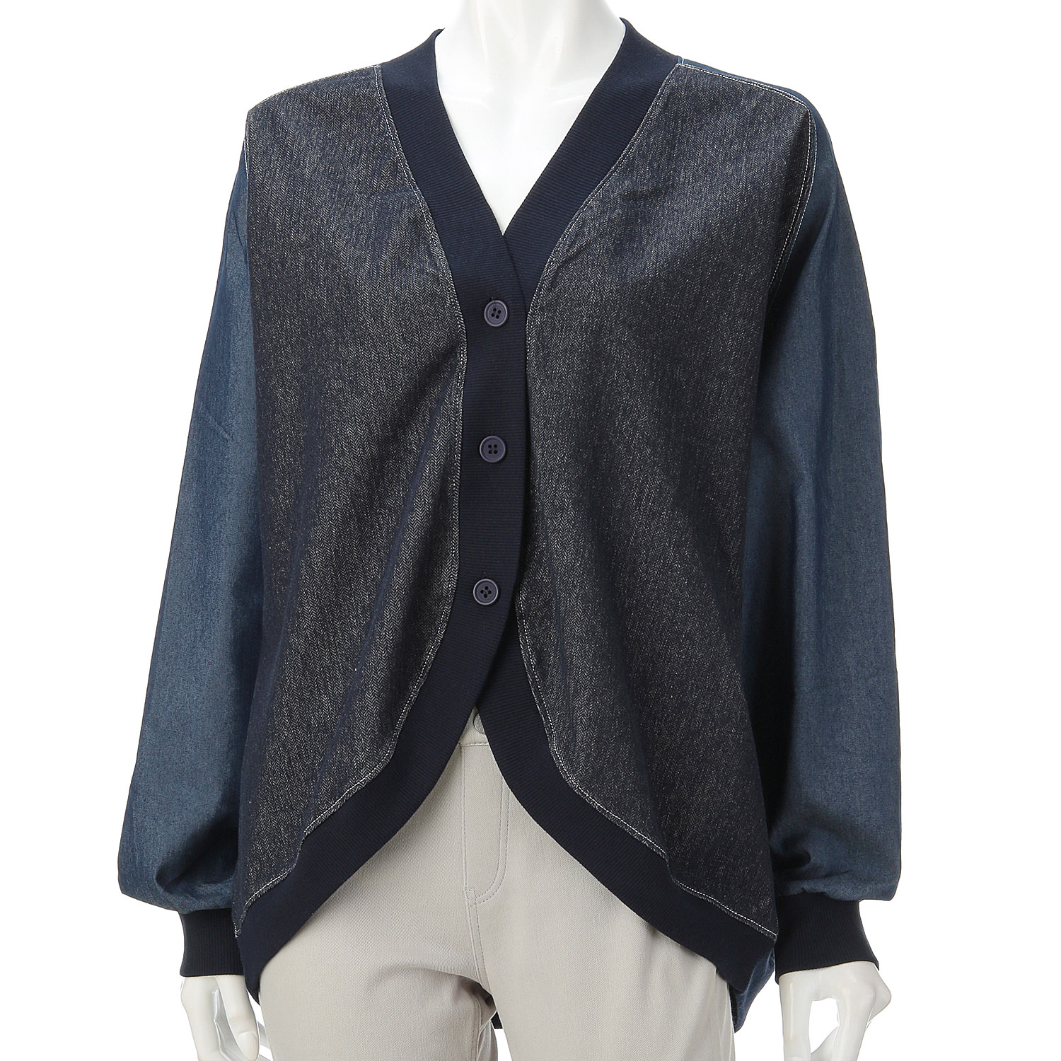 LUPIRIEN ヘリンボーン裏毛ドルマンカーディガン