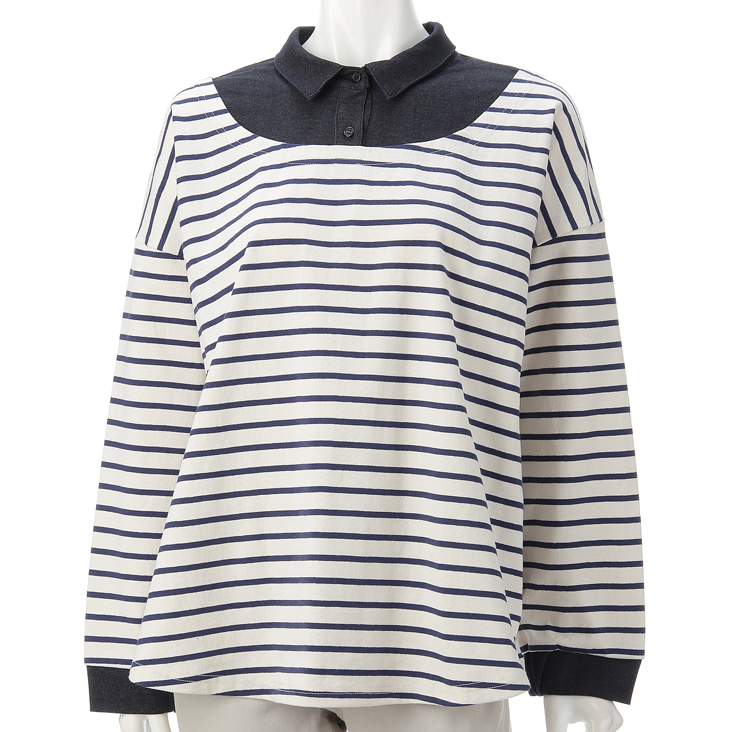 LUPILIEN ボーダー天竺シャツ風プルオーバー - 画像7