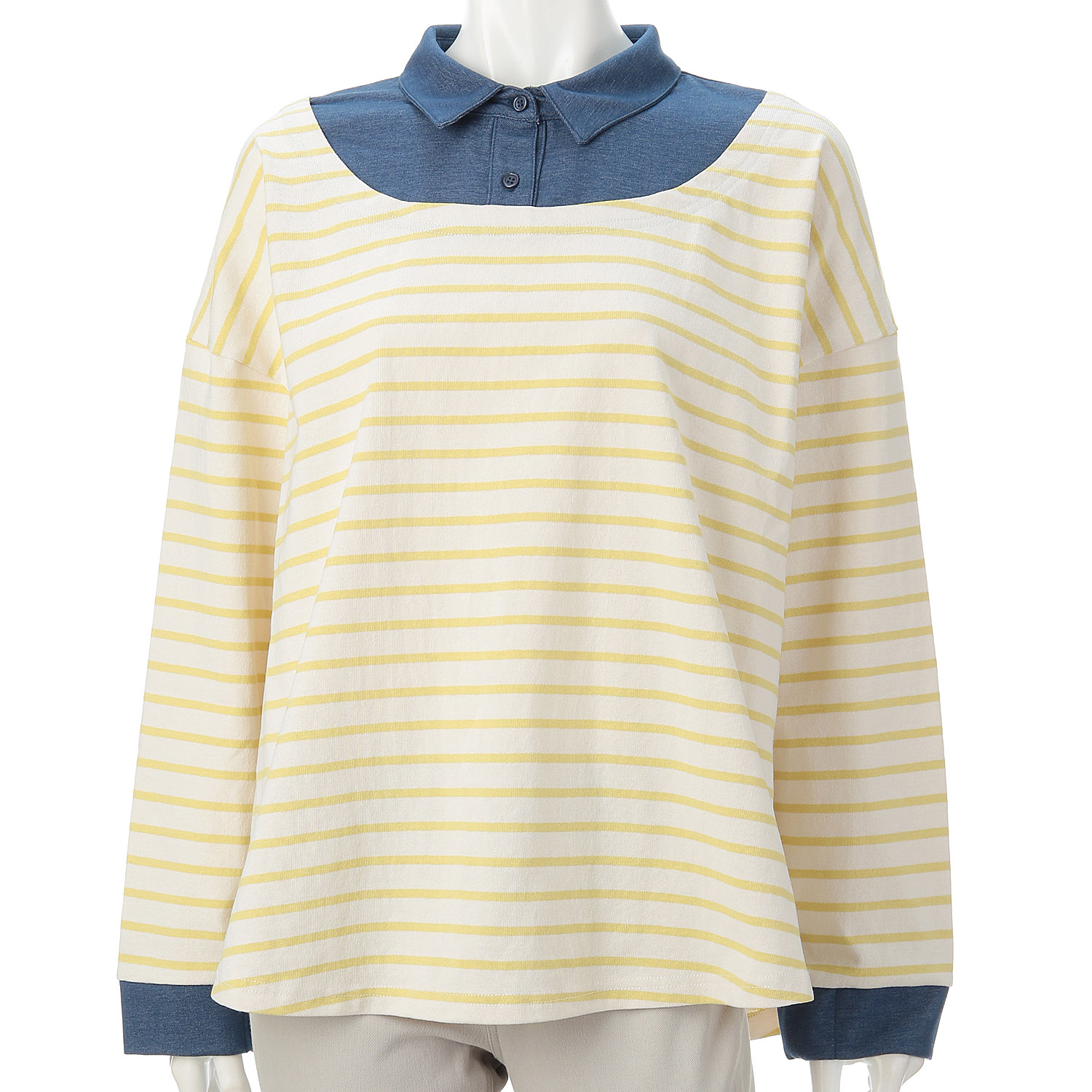 LUPILIEN ボーダー天竺シャツ風プルオーバー