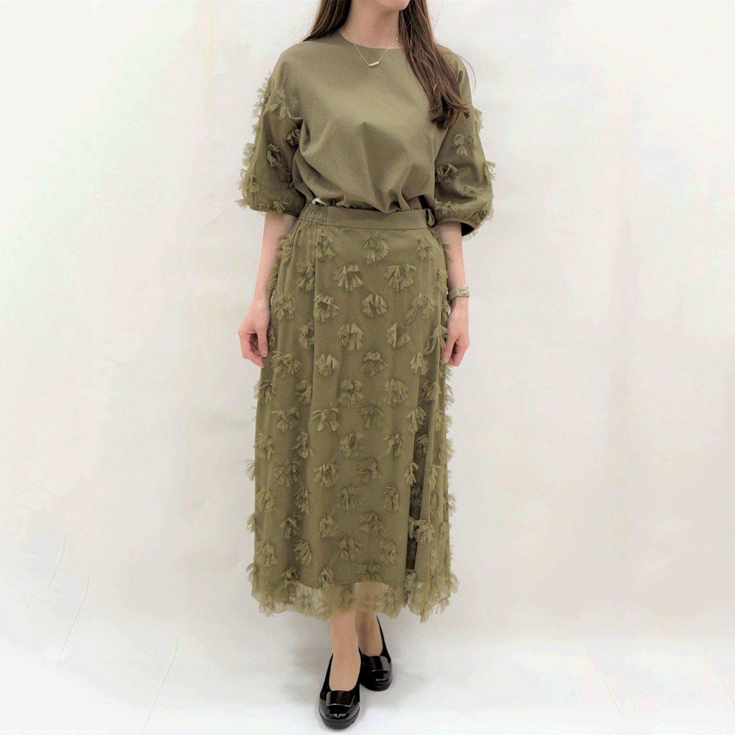 チュール刺繍レーススカート